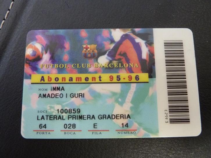 Seizoenkaart Abonament Barcelona 95-96 Lateral, Verzamelen, Sportartikelen en Voetbal, Gebruikt, Overige typen, Buitenlandse clubs