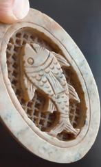 Antiek ovaal wierookpotje uitgesneden steen marmeren, Antiek en Kunst, Ophalen of Verzenden