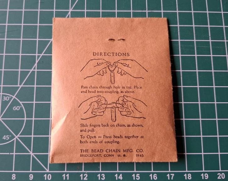 1945 - US - Ball Chain Ketting in zakje, Verzamelen, Militaria | Tweede Wereldoorlog, Landmacht, Overige typen, Amerika, Verzenden