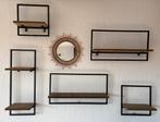 Set van 5 wandplankjes hout metaal/staal, Ophalen of Verzenden, Zo goed als nieuw