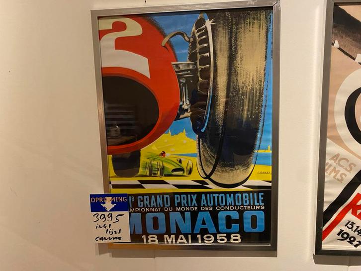 Monaco Grand Prix 1958 Canvas Poster 50x70, Verzamelen, Posters, Nieuw, A1 t/m A3, Rechthoekig Staand, Canvas of Doek, Met lijst