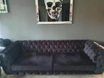 Mooie zwarte velvet banken 2x 3zits, Ophalen, Driepersoons, 75 tot 100 cm, Zo goed als nieuw