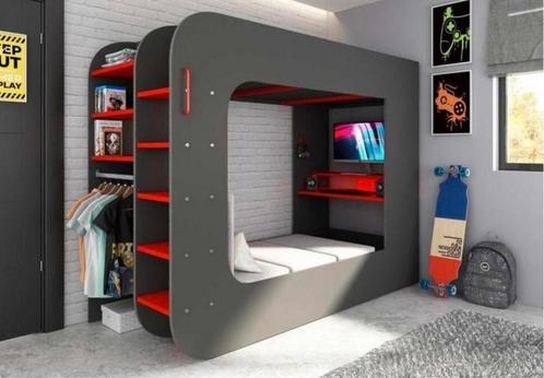 TRASMAN THE CUBE GAMING BED 120X200 ANTRACIET, Huis en Inrichting, Slaapkamer | Stapelbedden en Hoogslapers, Zo goed als nieuw