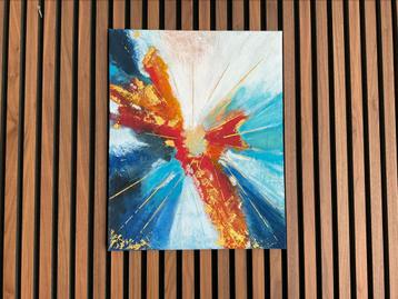 Nieuw! Uniek kleurrijk abstract schilderij( afm 40x50cm) beschikbaar voor biedingen