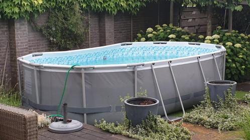 Bestway zwembad ovaal 488 x 305 x 107 cm met warmtepomp, Tuin en Terras, Zwembaden, Zo goed als nieuw, Opzetzwembad, 80 tot 120 cm