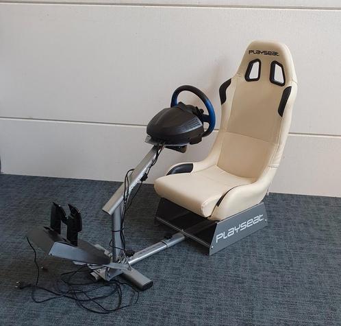Playseat wit leer + Thrustmaster T150 PS5 / PS4, Spelcomputers en Games, Games | Sony PlayStation 5, Refurbished, Ophalen
