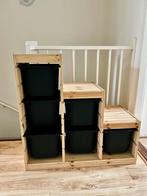 Blank houten trofast vakkenkast IKEA met zwarte bakken, Ophalen, Zo goed als nieuw, 75 tot 100 cm, Minder dan 50 cm