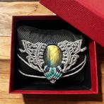 Labradoriet Macramé Ketting - Handgemaakt, Geel, Nieuw, Ophalen of Verzenden, Steen of Mineraal