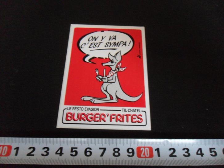sticker strip kangoeroe resto evasion burger frites, Verzamelen, Stickers, Zo goed als nieuw, Bedrijf of Vereniging, Ophalen