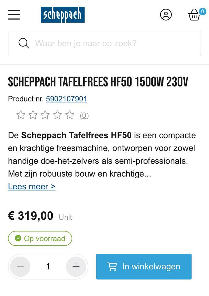 Scheppach HF50 Tafelfreesmachine - Nieuw in doos!, Doe-het-zelf en Verbouw, Gereedschap | Freesmachines, Nieuw, Elektrisch, Bovenfrees
