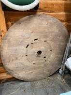 Kabelhaspel tuintafel rond plank statafel oliedrum, Ophalen, Zo goed als nieuw, Rond, Hout