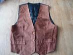 carnaval bruine suèdine gilet met zwarte rug gevoerd maat S, Maat 38/40 (M), Carnaval, Ophalen of Verzenden, Zo goed als nieuw