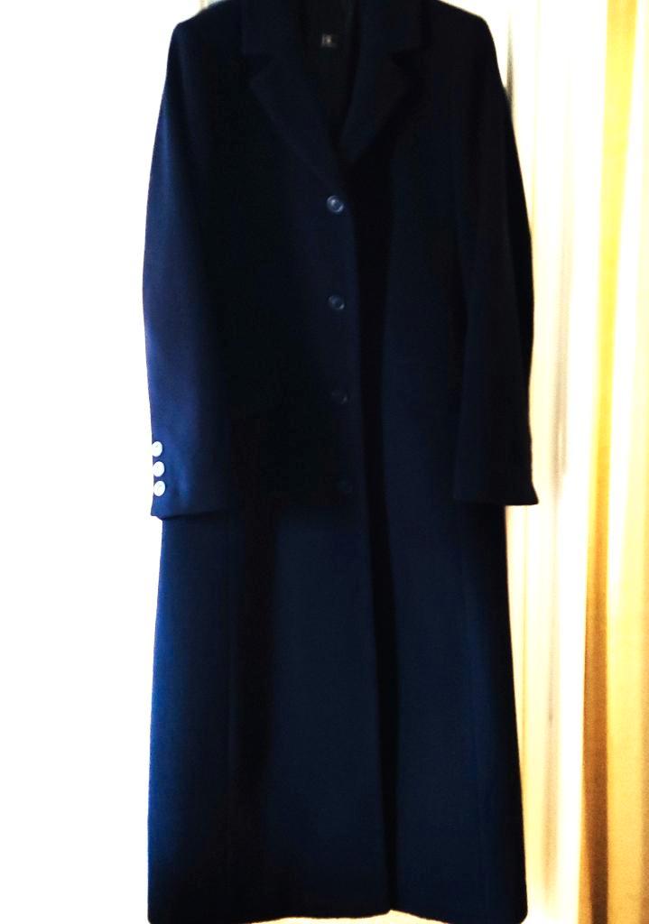 Donkerblauwe Cashmere maxi-mantel Best Connections, Kleding | Dames, Jassen | Winter, Zo goed als nieuw, Maat 38/40 (M), Blauw