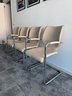 4 bree's new world beige leren eetkamerstoelen, Ophalen, Gebruikt, Overige kleuren, Design