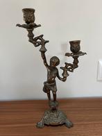 Antieke Koperen Kandelaar - 31,5 cm, Ophalen of Verzenden, Koper of Brons