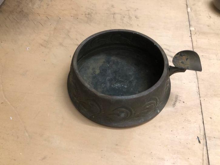 Geel Koper antieke asbak daalderop, Antiek en Kunst, Antiek | Koper en Brons, Koper, Ophalen of Verzenden