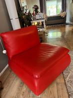 Rode leren zetel, Huis en Inrichting, Fauteuils, Ophalen, Zo goed als nieuw, 75 tot 100 cm, Leer