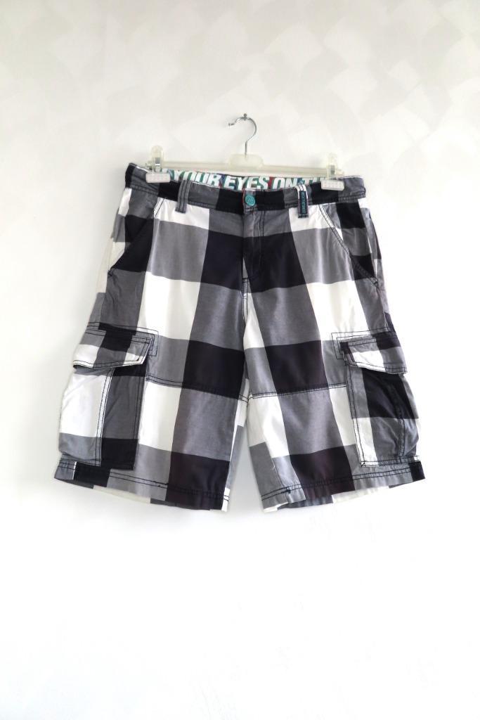 Bermuda Geblokt Zwart Wit Mills Brothers mt S (G36), Kleding | Heren, Broeken en Pantalons, Zo goed als nieuw, Maat 46 (S) of kleiner