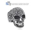 Rvs zilver staal skull ring doodskop biker heren ring., 20 of groter, Heer, Nieuw, Zilver
