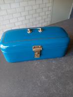 Petrol blauwe emaille koektrommel, Antiek en Kunst, Antiek | Emaille, Ophalen