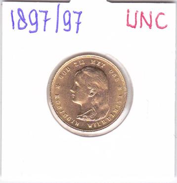 Schaars gouden tientje 1897b/1897 overslag UNC voor 660 euro beschikbaar voor biedingen