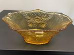 Vintage fruitschaal van amberkleurig glas, 17x18x10, Ophalen of Verzenden