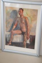 Een aquarel van een naakte man, Ophalen of Verzenden