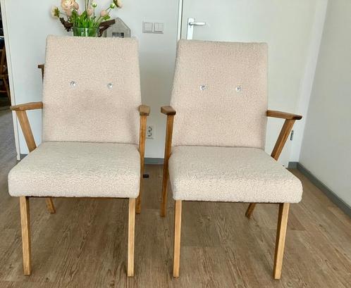 2 Retro Tijsseling stoelen, Huis en Inrichting, Stoelen, Zo goed als nieuw, Twee, Hout, Stof, Overige kleuren, Ophalen