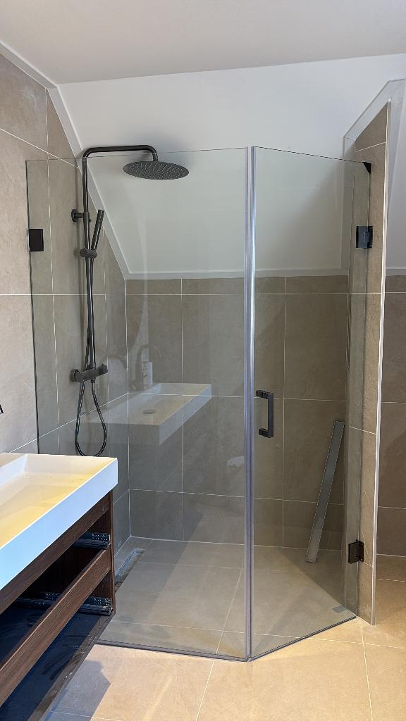 Douchewand | 90x200 cm | Gun Metal, Huis en Inrichting, Badkamer | Complete badkamers, Nieuw, Ophalen