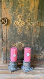 Twee mooie houten kandelaars, Ophalen of Verzenden, Hout, Minder dan 25 cm