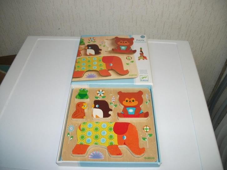 Puzzel Djeco 5 delig, Kinderen en Baby's, Speelgoed | Houten speelgoed, Gebruikt, Ophalen of Verzenden
