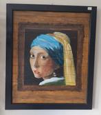 Schilderij op steigerhout Vermeer Meisje met de parel, Ophalen of Verzenden, Nieuw, Schilderij, 75 cm of meer