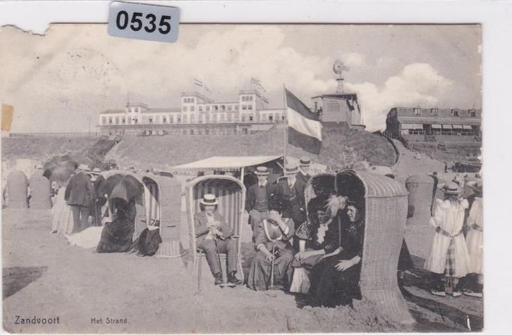 150535 Het Strand Zandvoort zegel en stempel 1909, Verzamelen, Ansichtkaarten | Nederland, Gelopen, Noord-Holland, Voor 1920, Verzenden