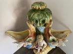 Antieke Wanddecoratie met Engel en Hoorn des Overvloeds, Antiek en Kunst, Antiek | Keramiek en Aardewerk, Ophalen of Verzenden