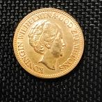 10 Gulden 1925 Koningin Wilhelmina tientje vergulde naslag, Verzenden, Goud, Koningin Wilhelmina, Losse munt
