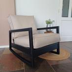 Schommelstoel met nieuwe beige kussens, Ophalen, 75 tot 100 cm, Zo goed als nieuw, Stof