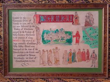 Beaulieu abbey oud ingelijst schilderij uit Engeland 56 cm. beschikbaar voor biedingen