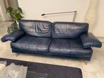 Leren design bank , blauw HK wohnen, zie  2 e bank, Ophalen, Zo goed als nieuw, 200 tot 250 cm, Leer