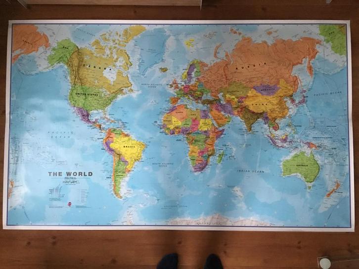 Wereldkaart - Zo goed als nieuw, Boeken, Atlassen en Landkaarten, Zo goed als nieuw, Landkaart, Wereld, 2000 tot heden, Ophalen
