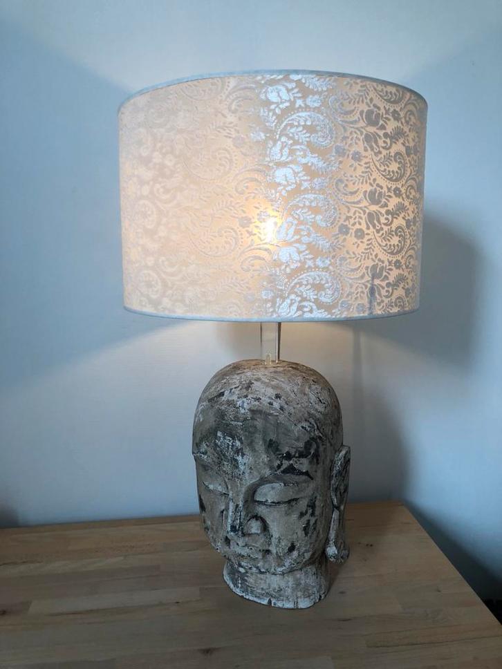 Boeddha Tafellamp - Oosterse Stijl, Huis en Inrichting, Lampen | Tafellampen, Gebruikt, 75 cm of meer, Hout, Ophalen