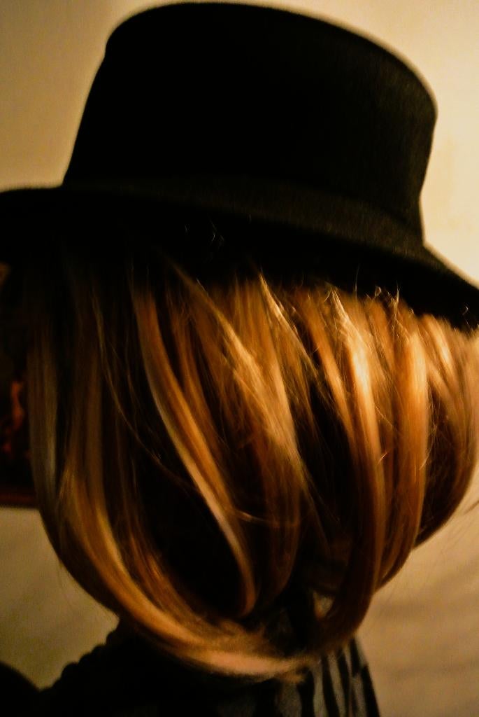 Hoed  wol zwart bruiloft thema/feest vintage Mt M 57 cm, Maat 38/40 (M), Vroom&Dreesman V&D, Ophalen of Verzenden, Overige thema's