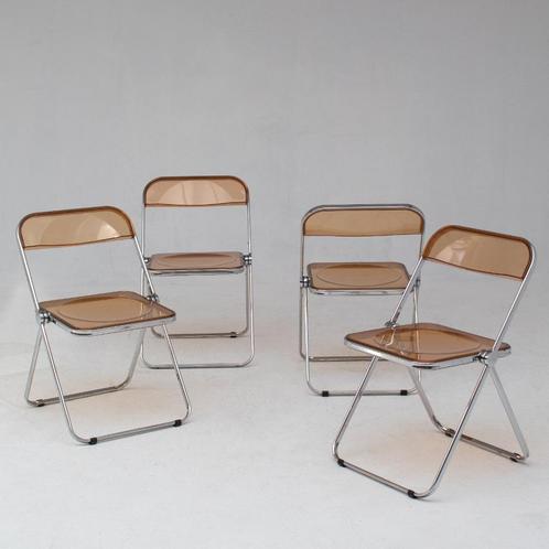 Set of 4 Vintage Plia Folding Chairs by Giancarlo Piretti, 1, Huis en Inrichting, Stoelen, Gebruikt, Vier, Kunststof, Metaal, Overige kleuren