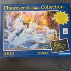 Clementoni Fluorescent Collection Eenhoorns Puzzel 1000 Stuk, Ophalen of Verzenden, 500 t/m 1500 stukjes, Gebruikt, Legpuzzel