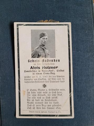 Sterbebild /Death card / Bidprent duits 1943 Charlow - WO2