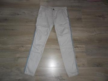 Maryley Beige Lange Broek Met Grijs/Groene Bies Maat M/44 beschikbaar voor biedingen