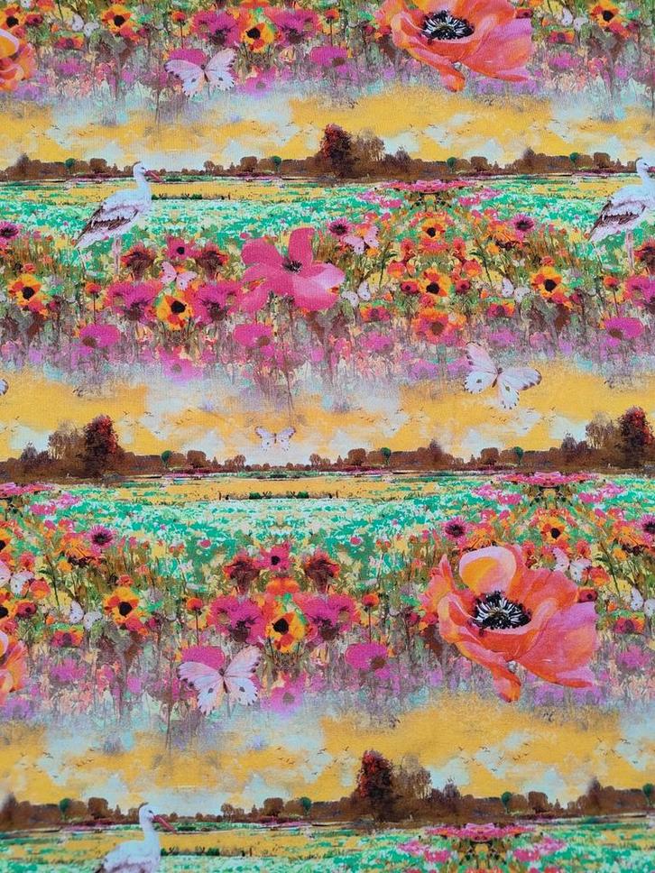 Rekbare viscose sunnyfields, Hobby en Vrije tijd, Stoffen en Lappen, Nieuw, Katoen, 120 cm of meer, 30 tot 200 cm, Ophalen of Verzenden