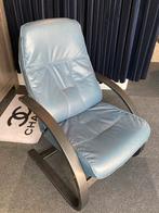 Blauwe Lederen Relax Fauteuil, Ophalen, Gebruikt, Leer, Modern