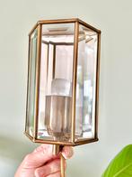 Vintage messing wandlamp muurlamp facetgeslepen glas, Ophalen of Verzenden, Gebruikt, Glas