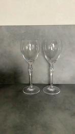 2 Witte wijnglazen, kristal, Ophalen of Verzenden, Zo goed als nieuw, Overige stijlen, Overige materialen