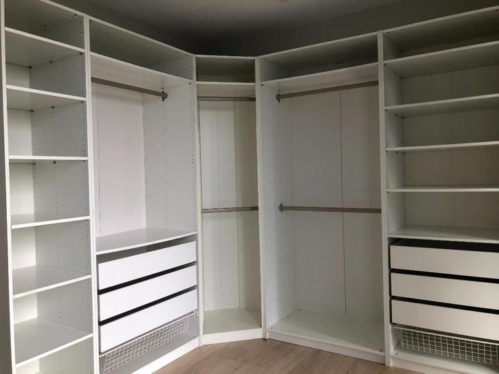 IKEA PAX hoek kledingkast (244/275)x58x236cm, Bezorg/montage, Huis en Inrichting, Kasten | Kledingkasten, Gebruikt, 200 cm of meer